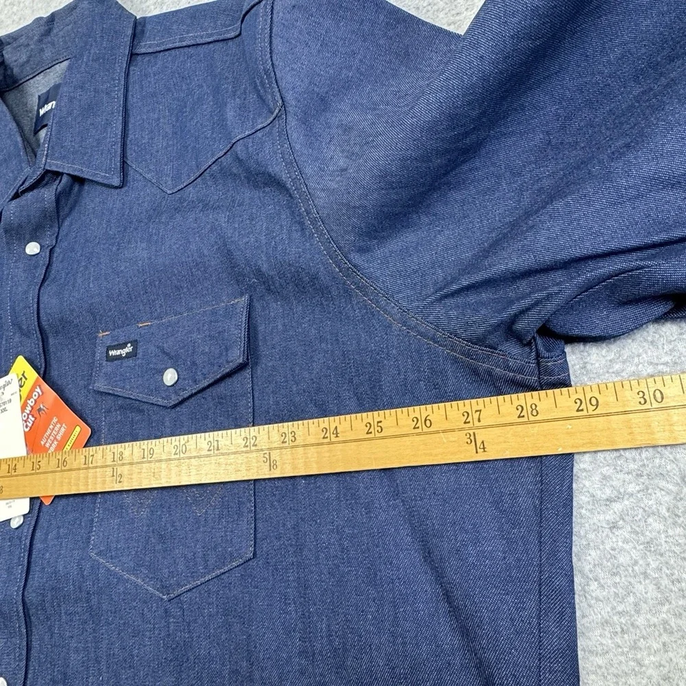 Wrangler Denim Pearl Snap Western Work Shirt Mens 2XL Cowboy Long‎ Sleeve NWT